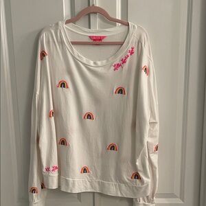 Lilly Pulitzer Sweatshirt White Top with Rainbow Accents